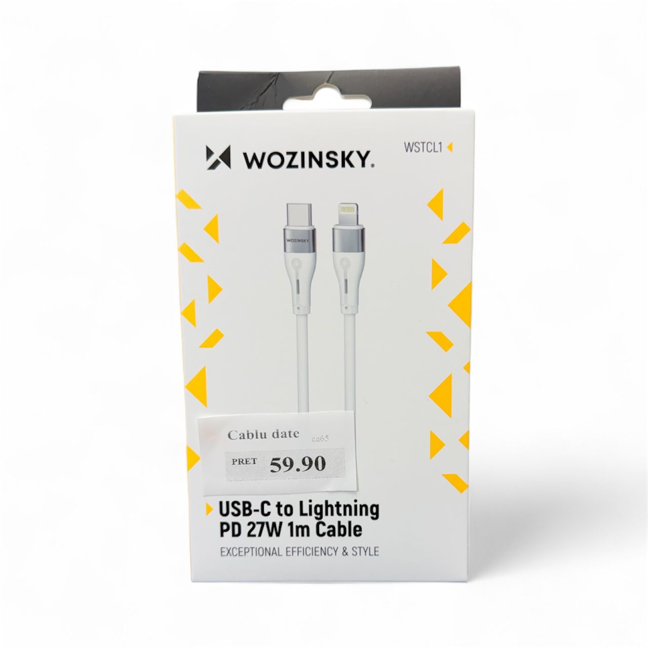 Cablu Date si Incarcare USB-C - Lightning WZK WSTCL1, 27W, 1m, Alb