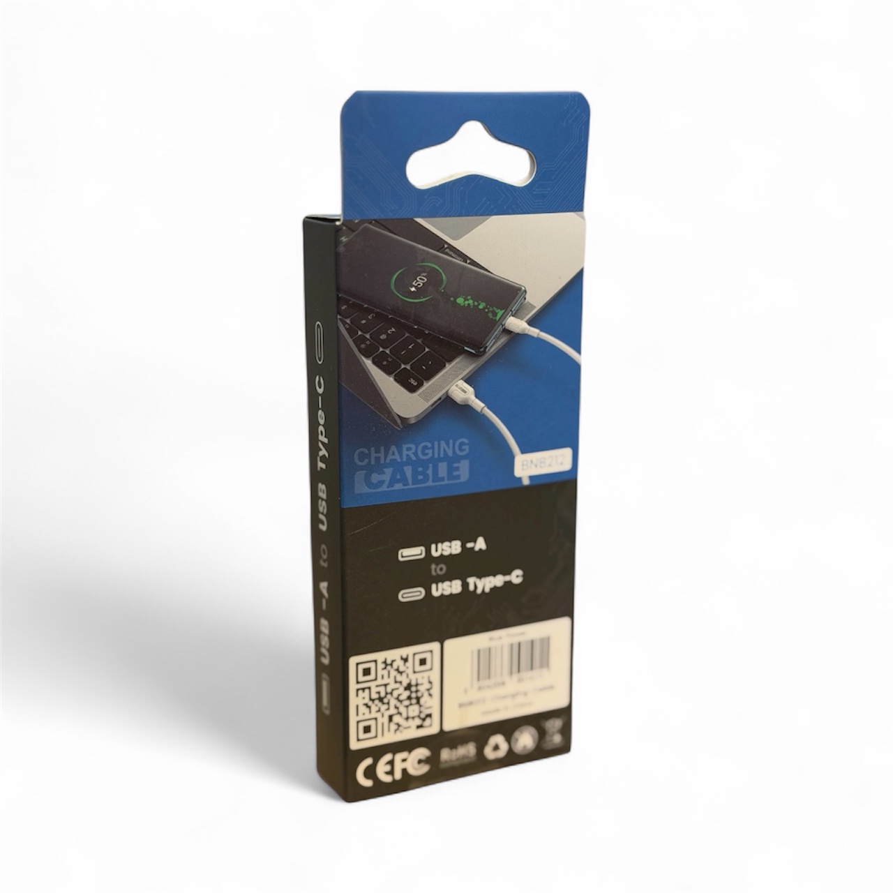 Cablu Date si Incarcare USB-A - USB-C Blue Power BNB212, 18W, 1m, Alb - imagine 2