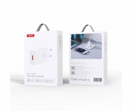 Incarcator Retea XO Design L127, 18W, 3A, 1 x USB-A, Alb - imagine 2