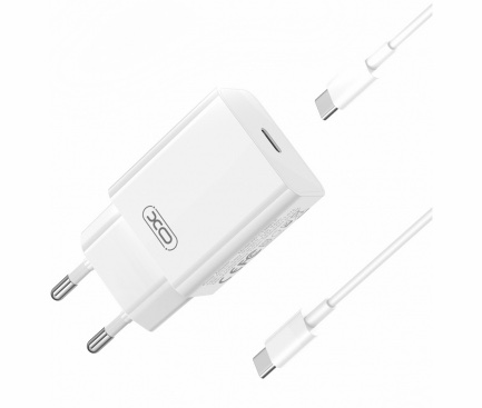 Incarcator Retea Cu Cablu USB-C XO Design L126, 20W, 3A, 1 x USB-C, Alb